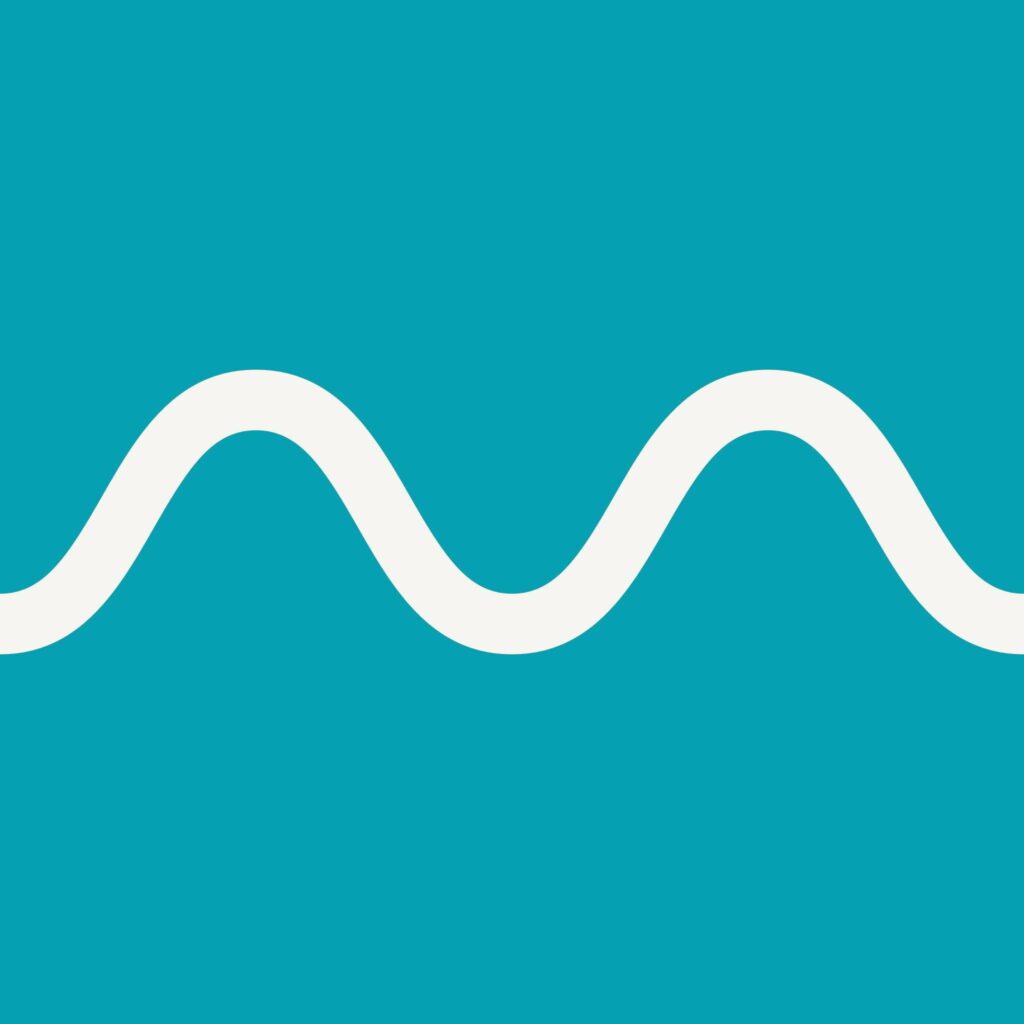 Teal background with a clean white wave line, symbolising Magnetic Island’s coastal landscape and the distillery’s connection to land and sea.